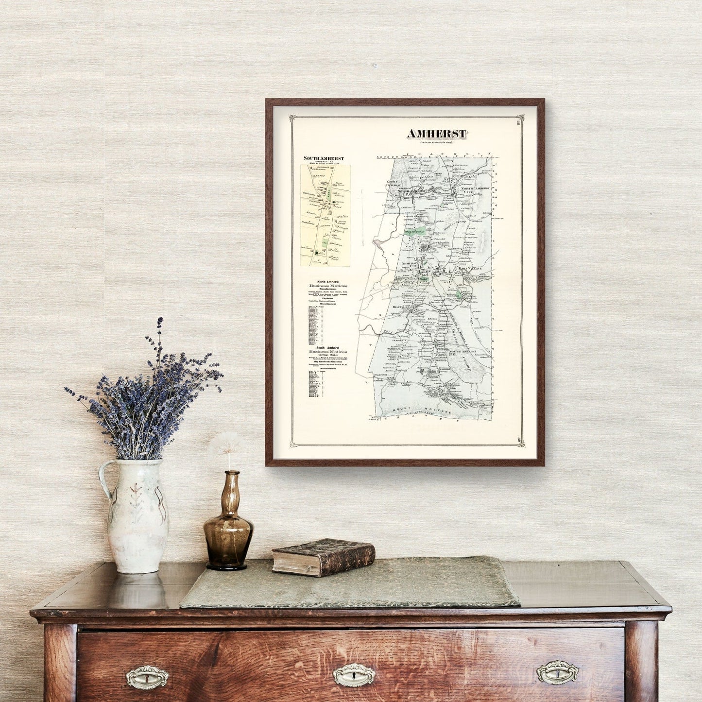 Vintage Map of Amherst, Massachusetts, 1873