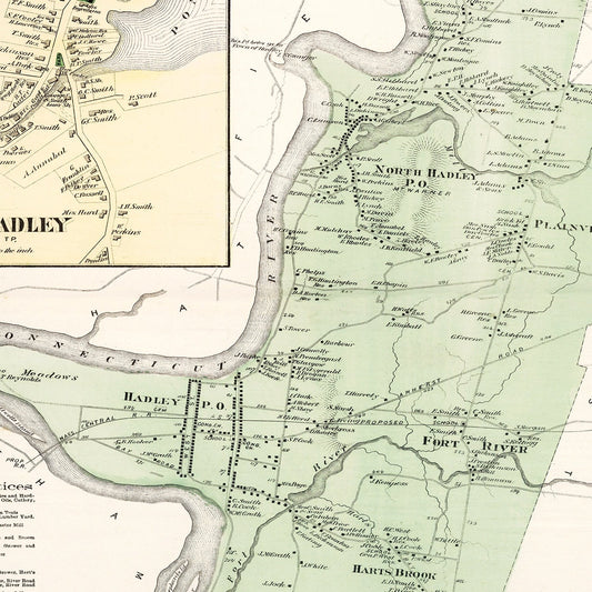 Vintage Map of Hadley, Massachusetts, 1873