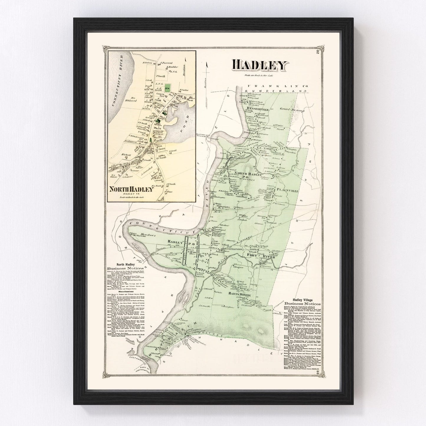vintage map of Hadley, Massachusetts, 1873