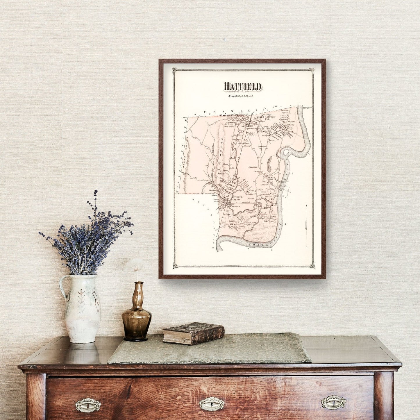 Vintage Map of Hatfield, Massachusetts, 1873