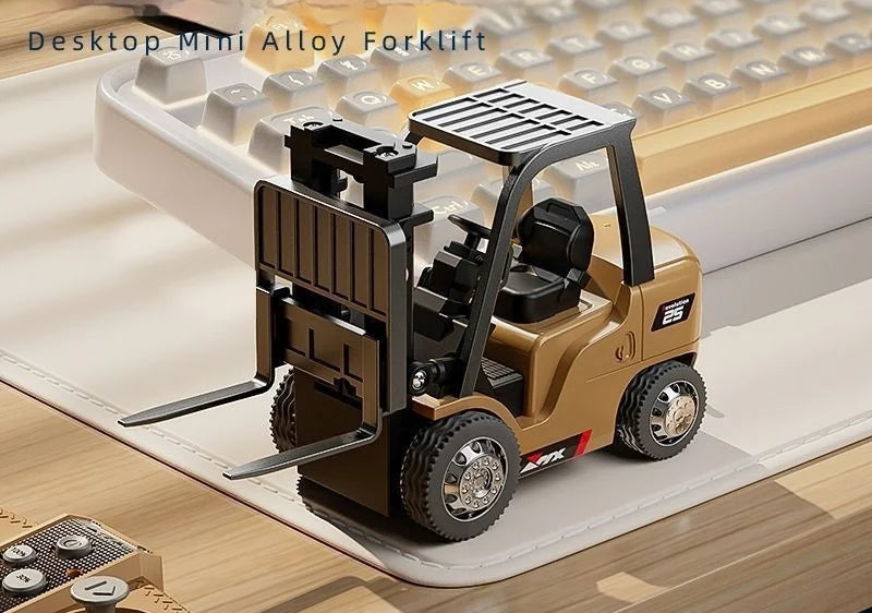 mini alloy forklift toy 1 in 64 scale desktop model with pallet hook metal fork attachments