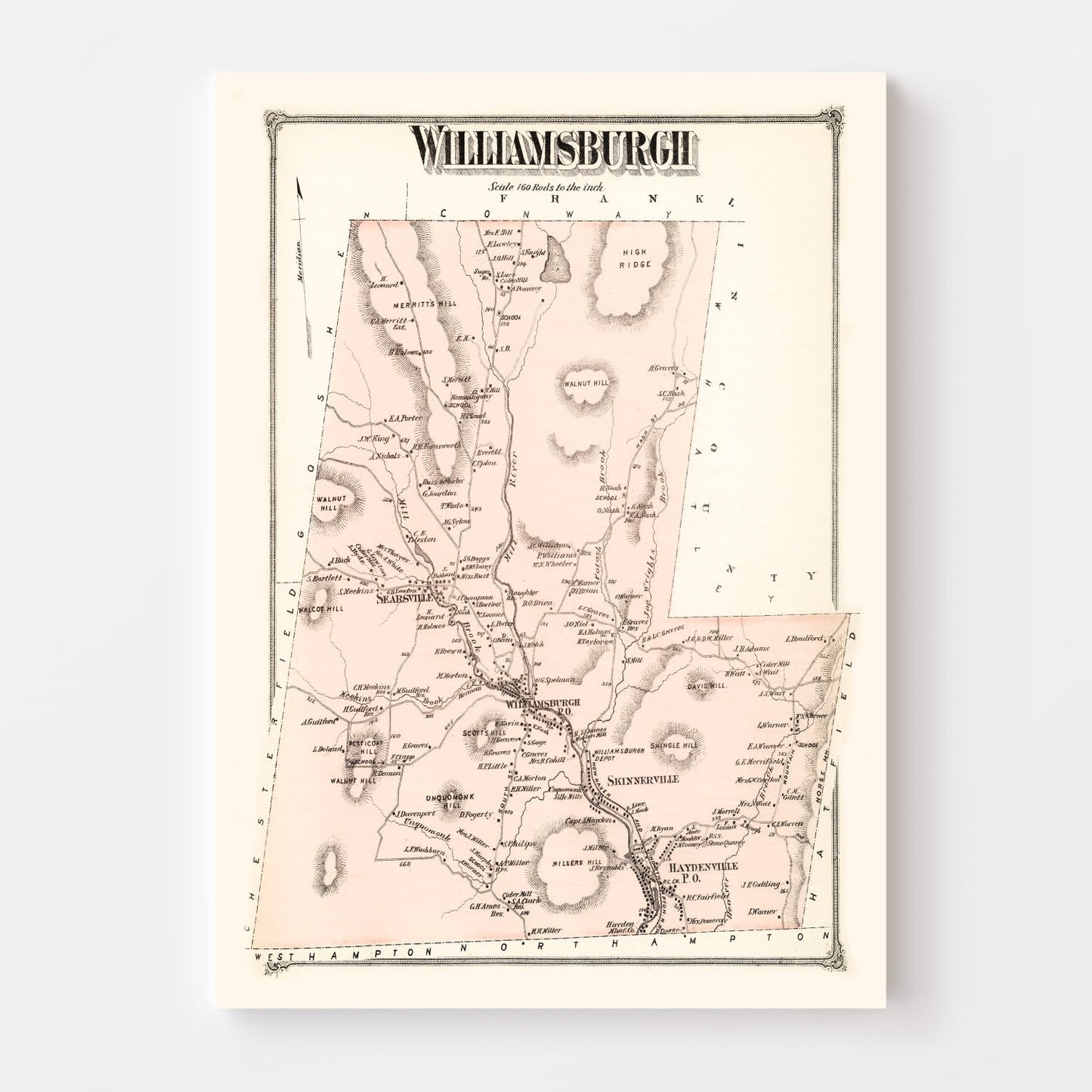 Vintage Map of Williamsburg, Massachusetts 1873