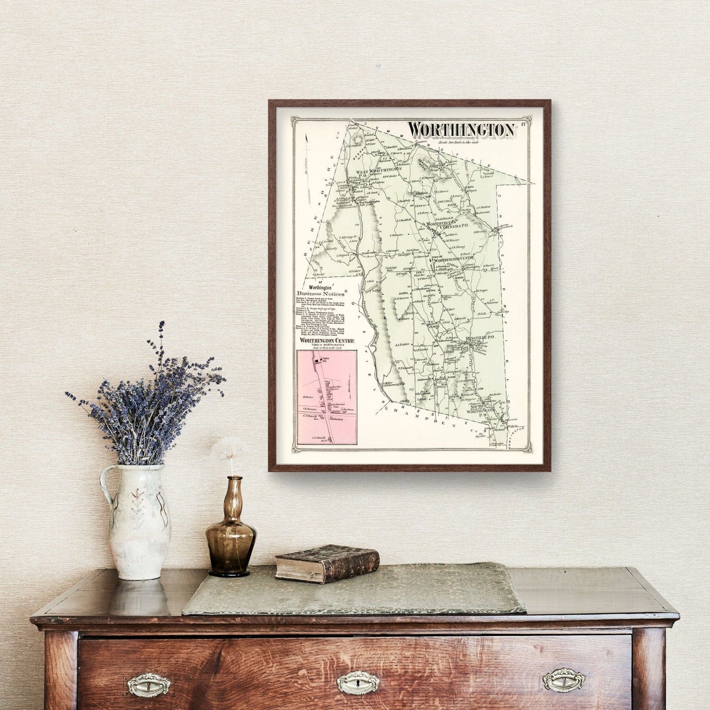 Vintage Map of Worthington, Massachusetts, 1873