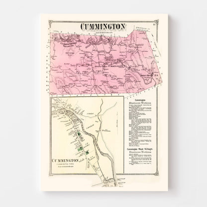 Vintage Map of Cummington, Massachusetts 1873