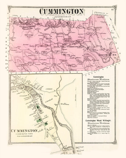 Vintage Map of Cummington, Massachusetts 1873