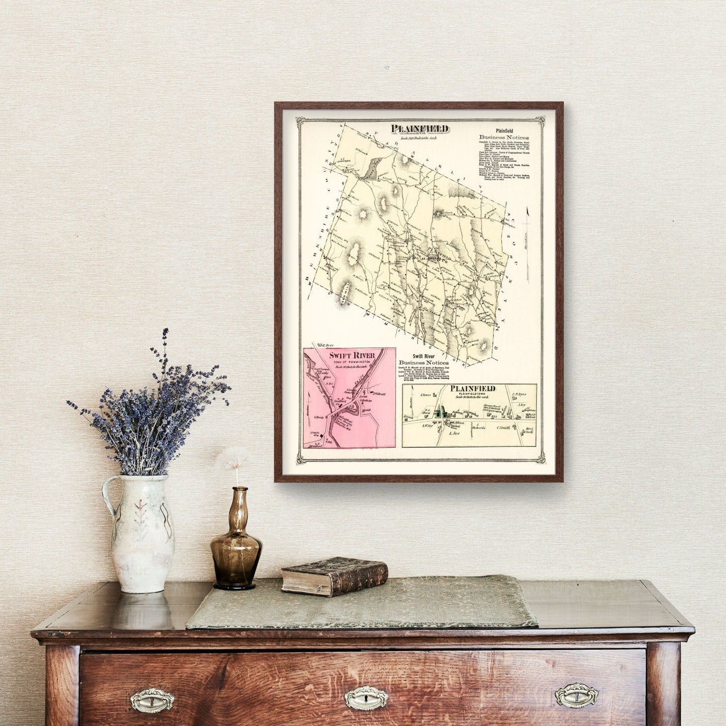 Vintage Map of Plainfield, Massachusetts, 1873