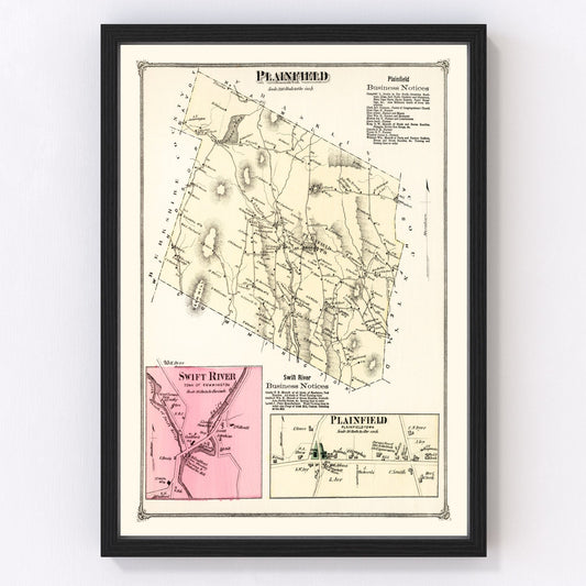 Vintage map of Plainfield, Massachusetts, 1873