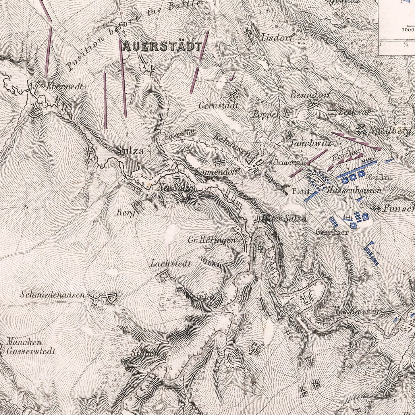Vintage Map of the Battle of Auerstedt, 1806