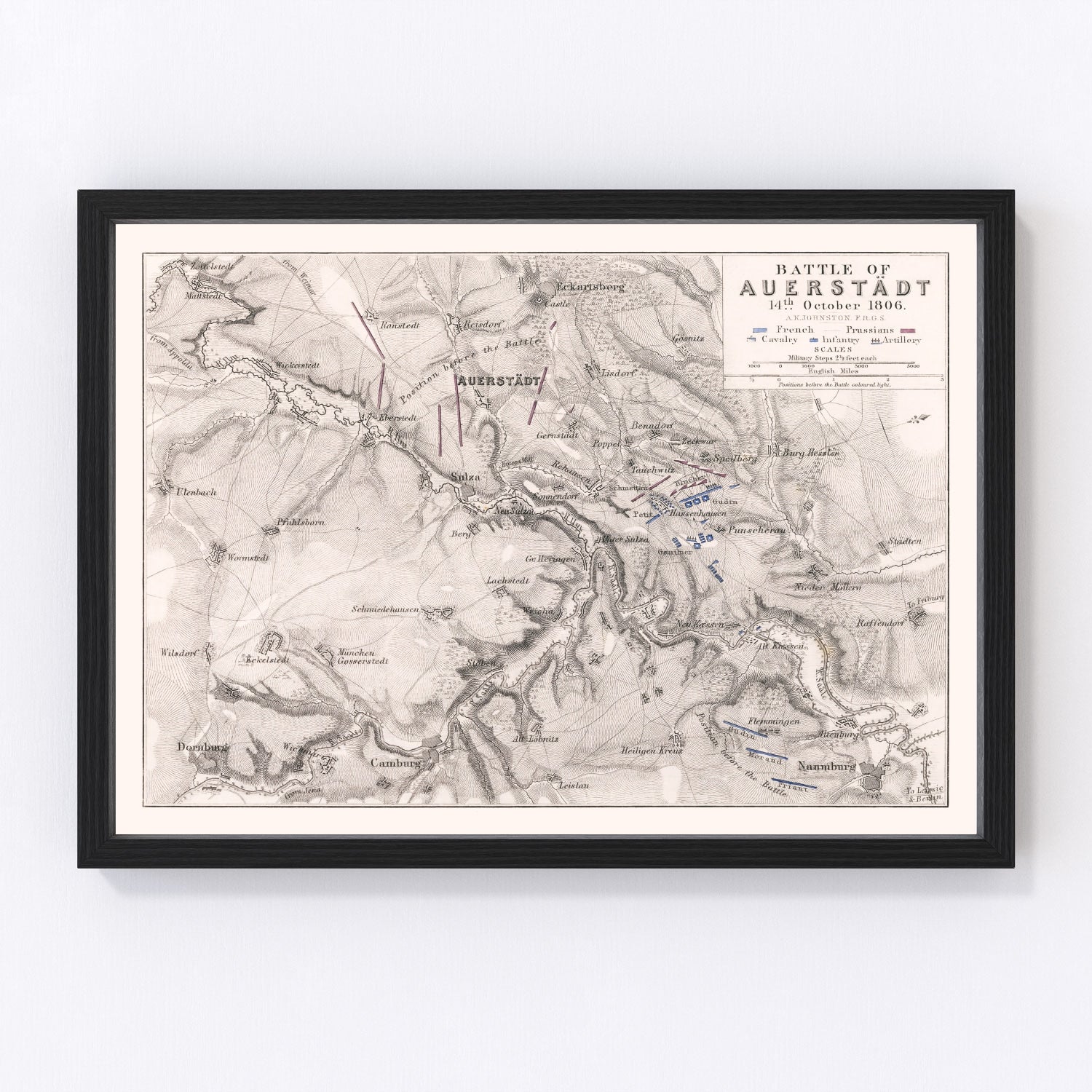 vintage map of the Battle of Auerstedt, Germany, 1806
