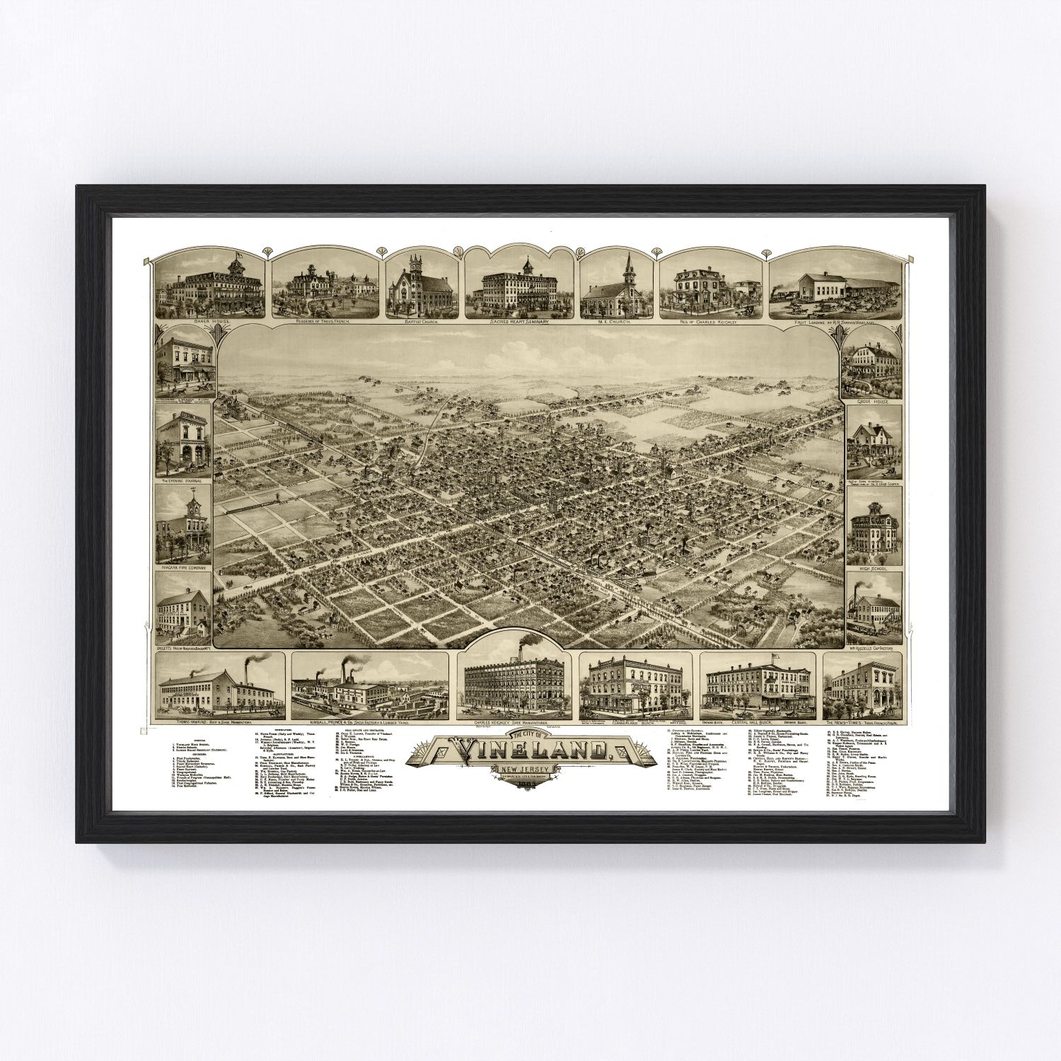 Vintage map of Vineland, New Jersey, 1885