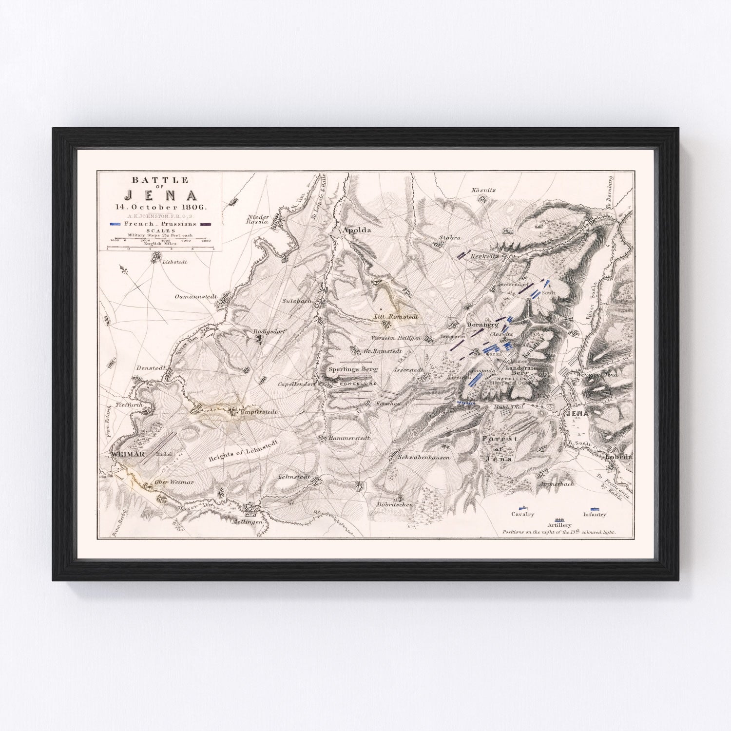 vintage map of the Battle of Jena, Saxony, Germany, 1806