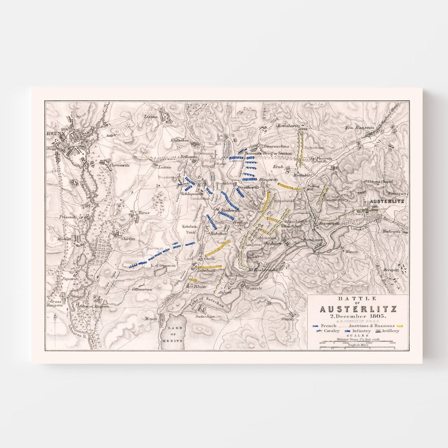 Vintage Map of the Battle of Austerlitz, 1805