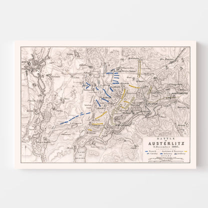 Vintage Map of the Battle of Austerlitz, 1805