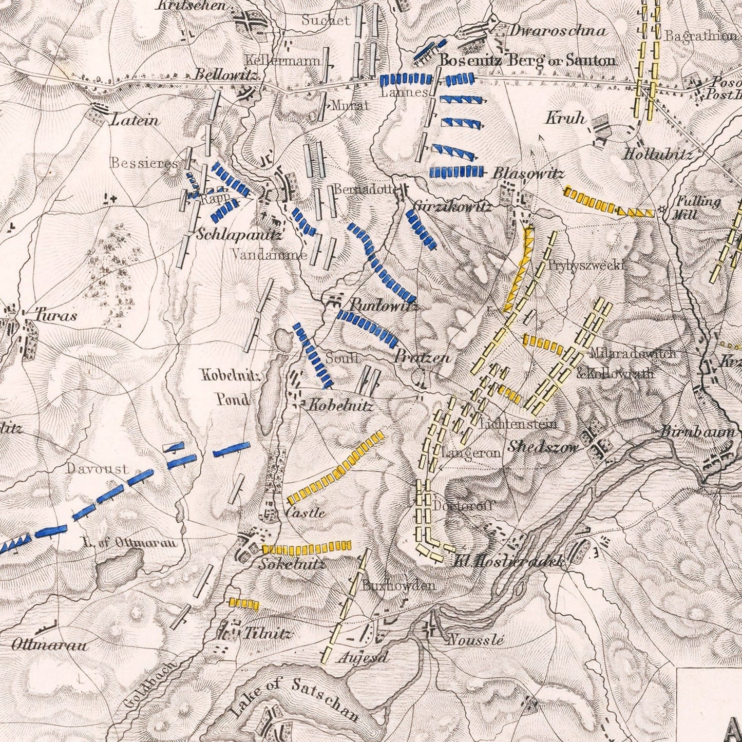 Vintage Map of the Battle of Austerlitz, 1805