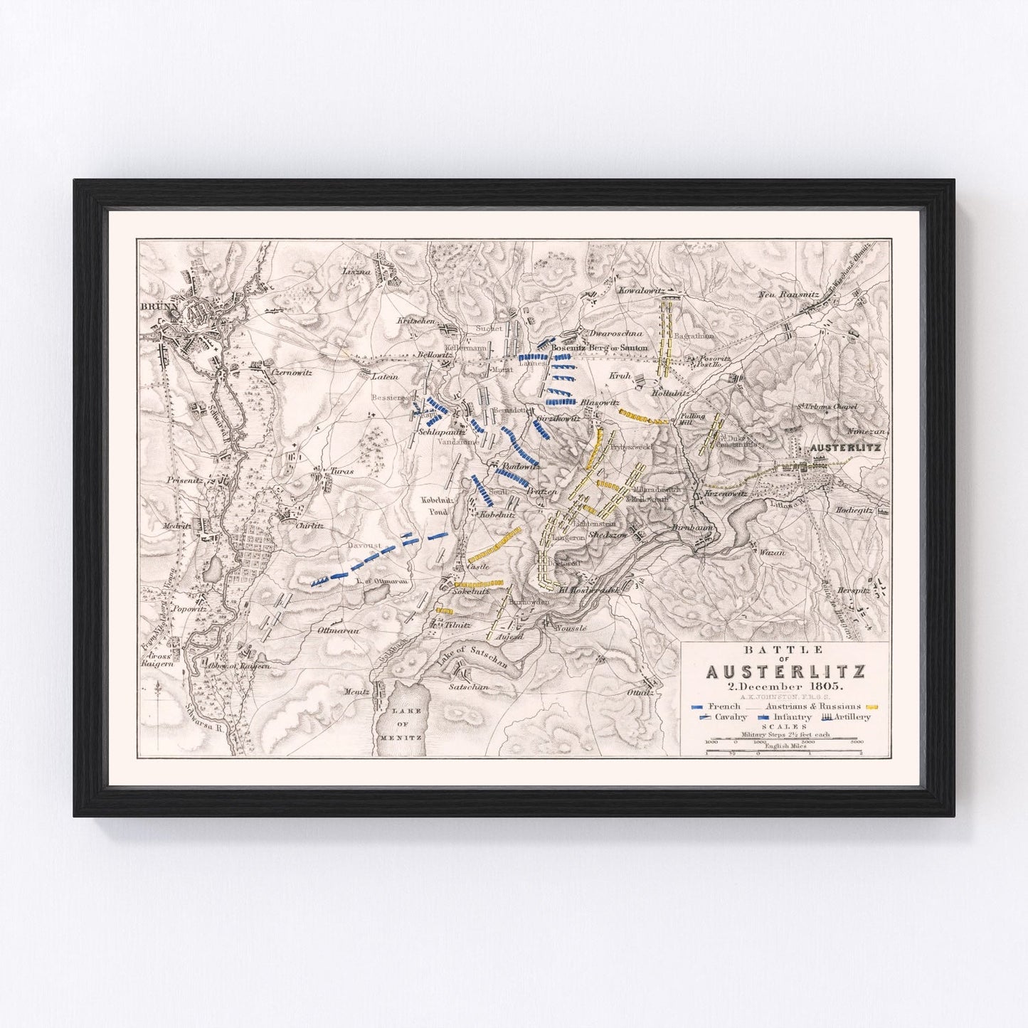 vintage map of the Battle of Austerlitz, 1805