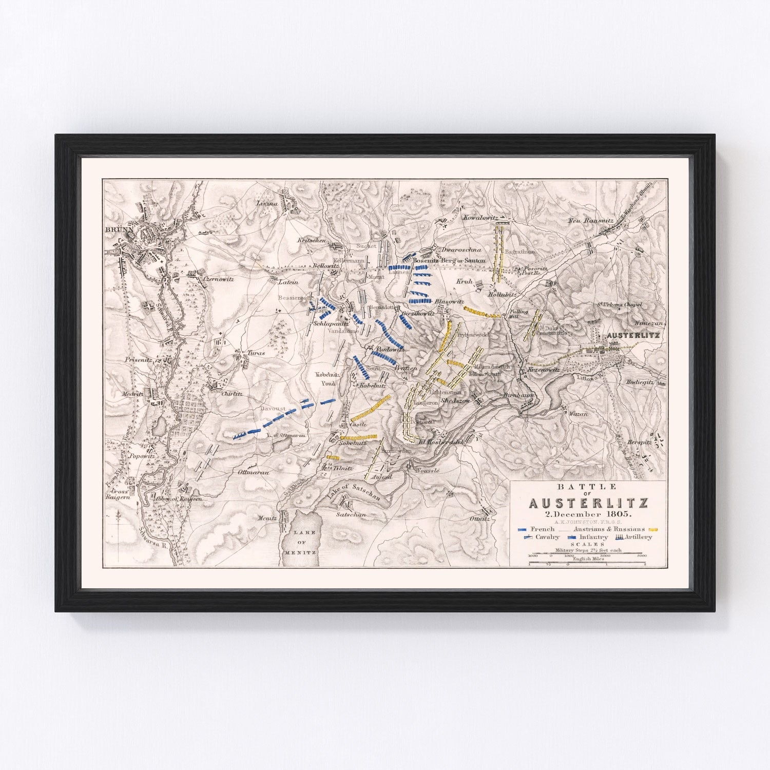 vintage map of the Battle of Austerlitz, 1805