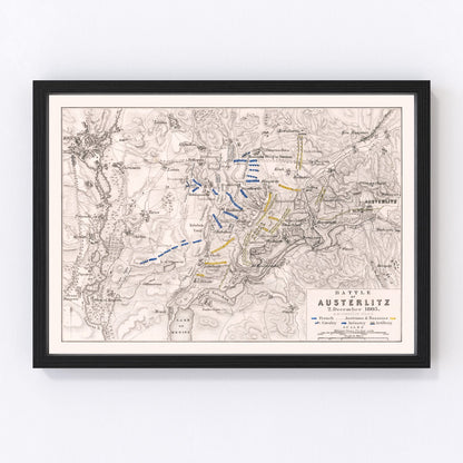 vintage map of the Battle of Austerlitz, 1805