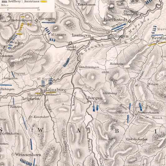 Vintage Map of the Capitulation of Ulm, 1805