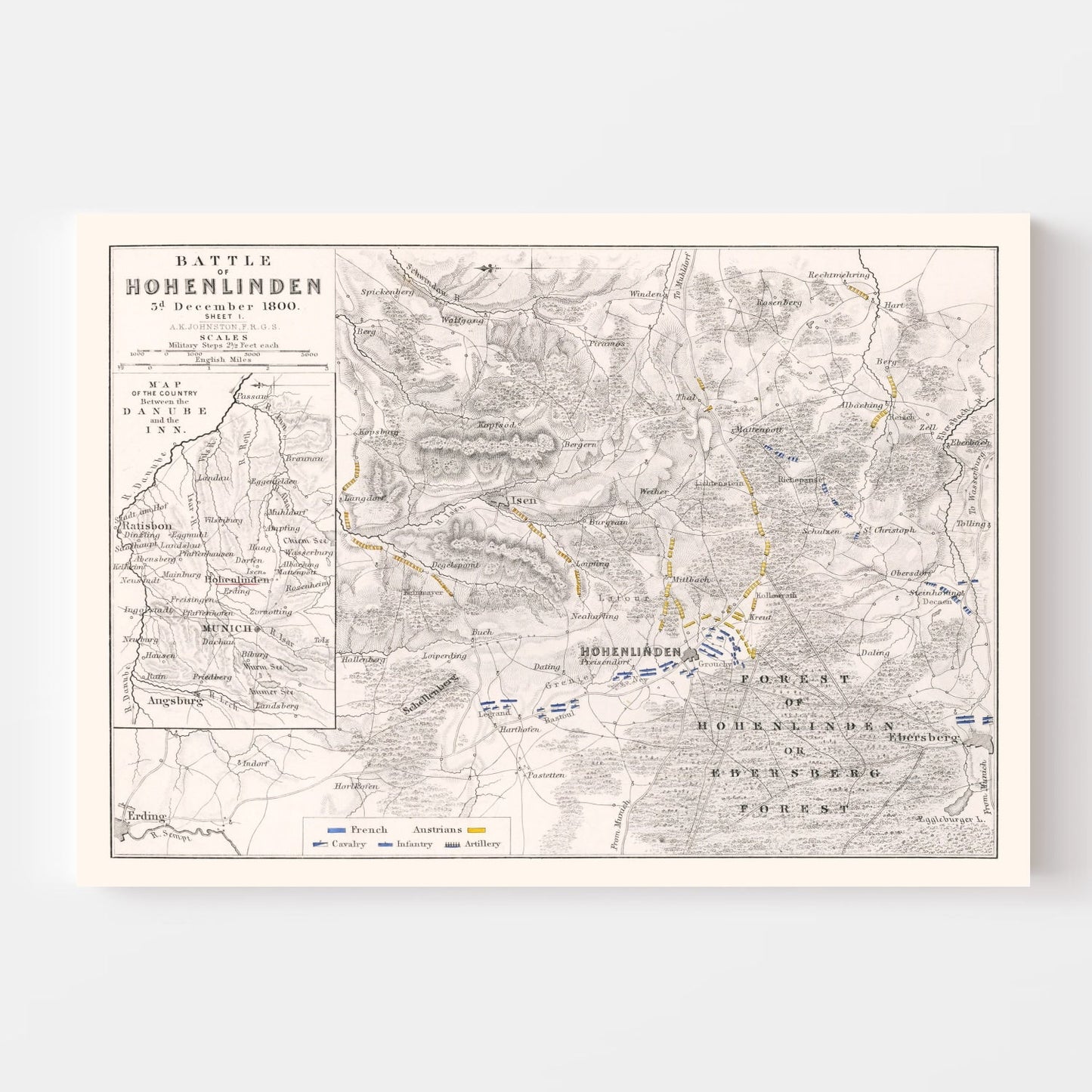 Vintage Map of the Battle of Hohenlinden, 1800