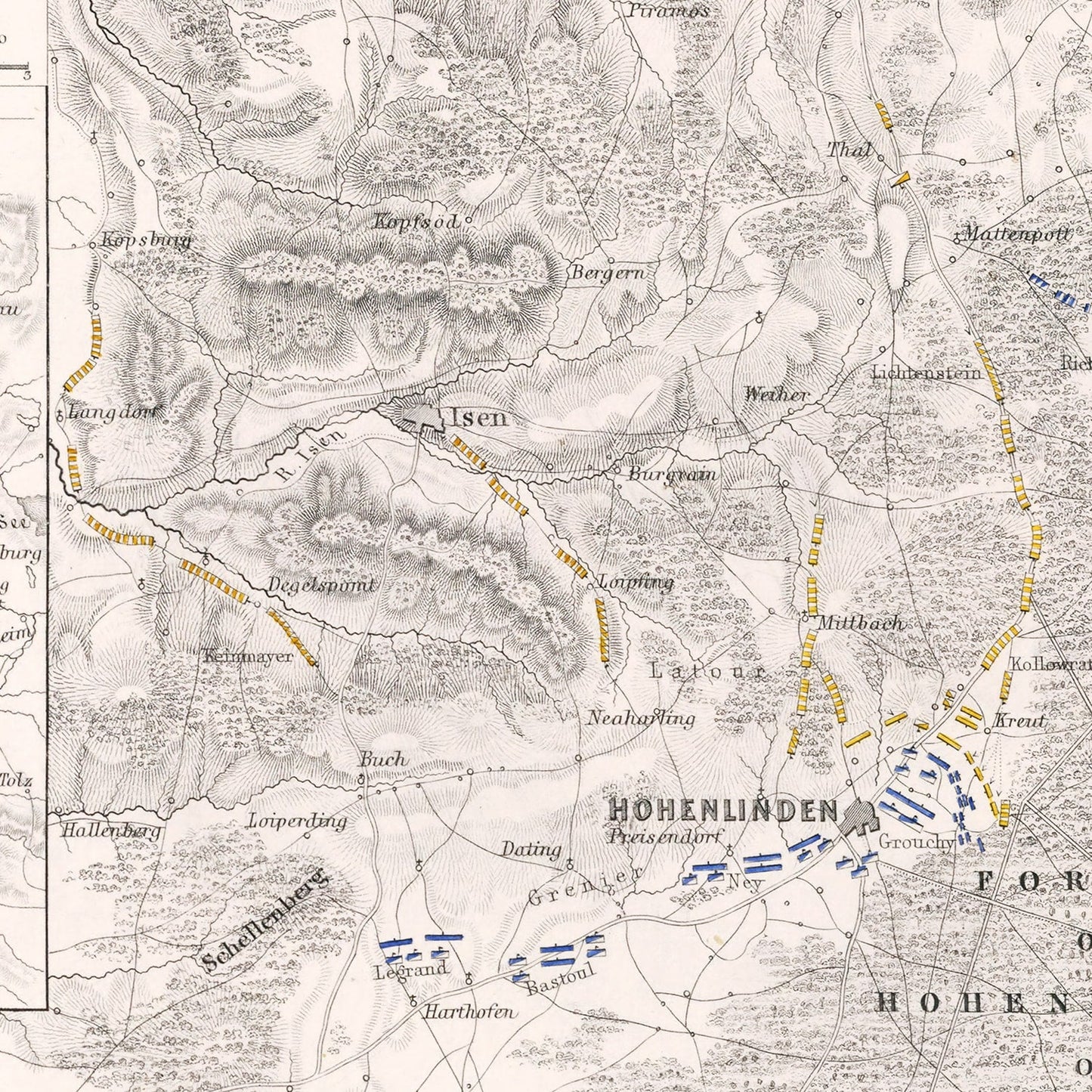 Vintage Map of the Battle of Hohenlinden, 1800