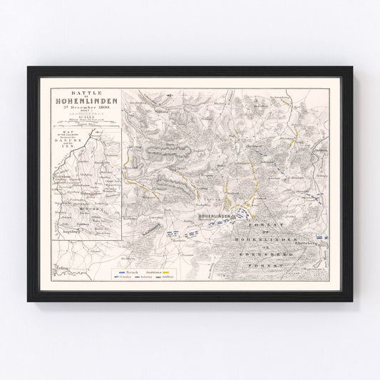 vintage map of the Battle of Hohenlinden, Bavaria, 1800