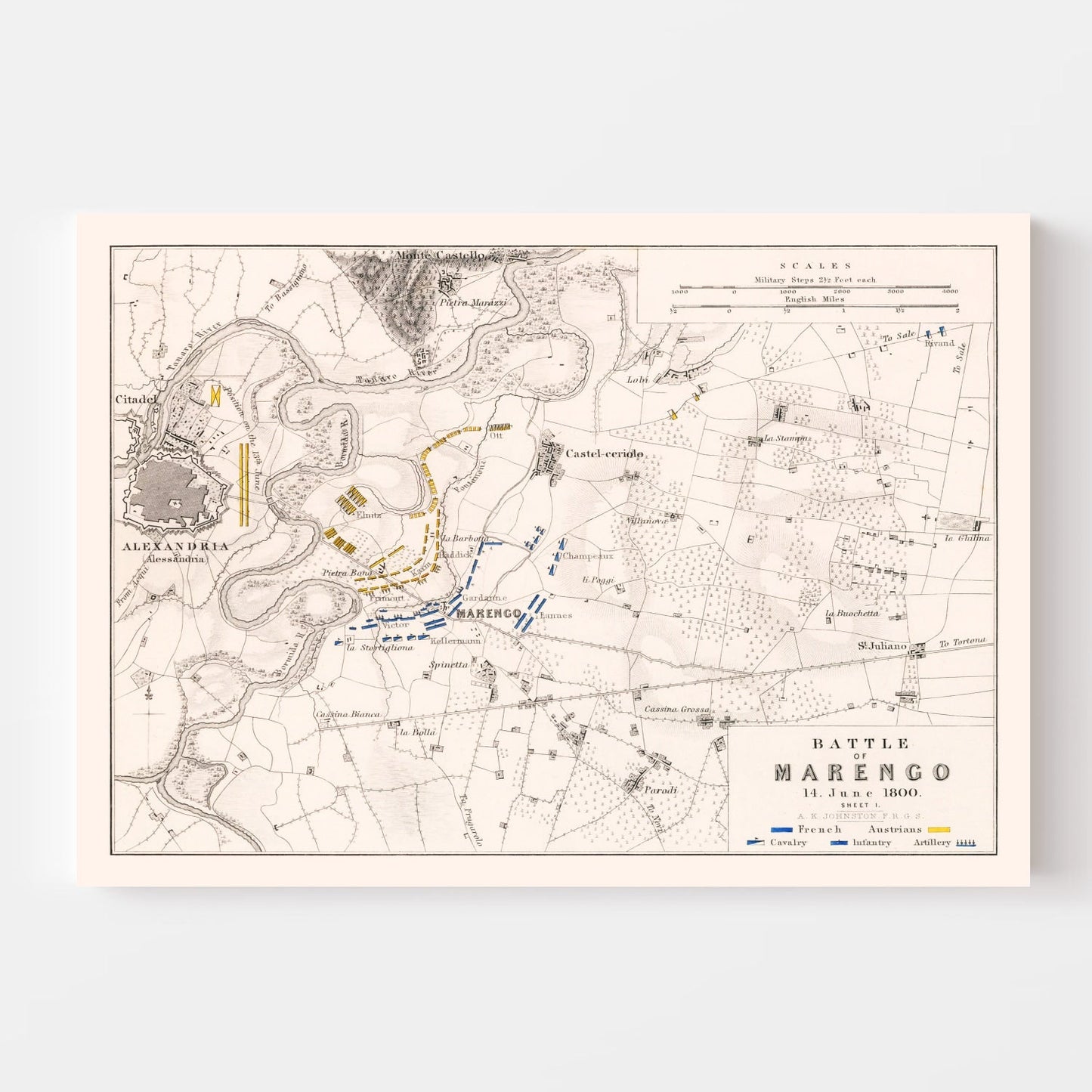 Vintage Map of the Battle of Marengo, 1800