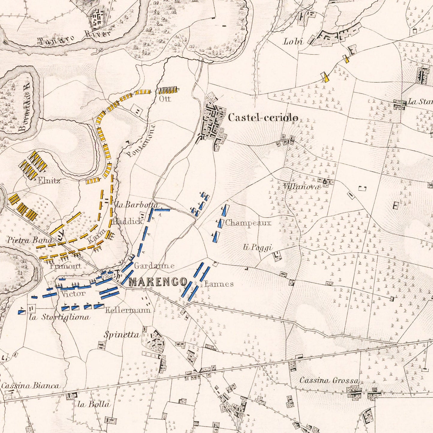Vintage Map of the Battle of Marengo, 1800