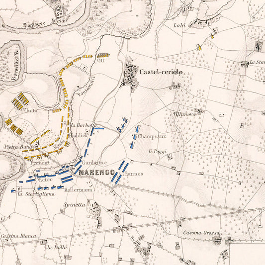 Vintage Map of the Battle of Marengo, 1800