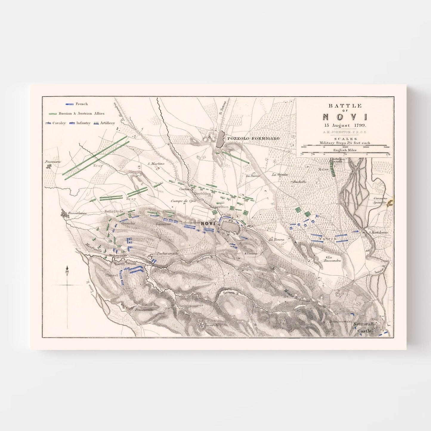 Vintage Map of the Battle of Novi, 1799
