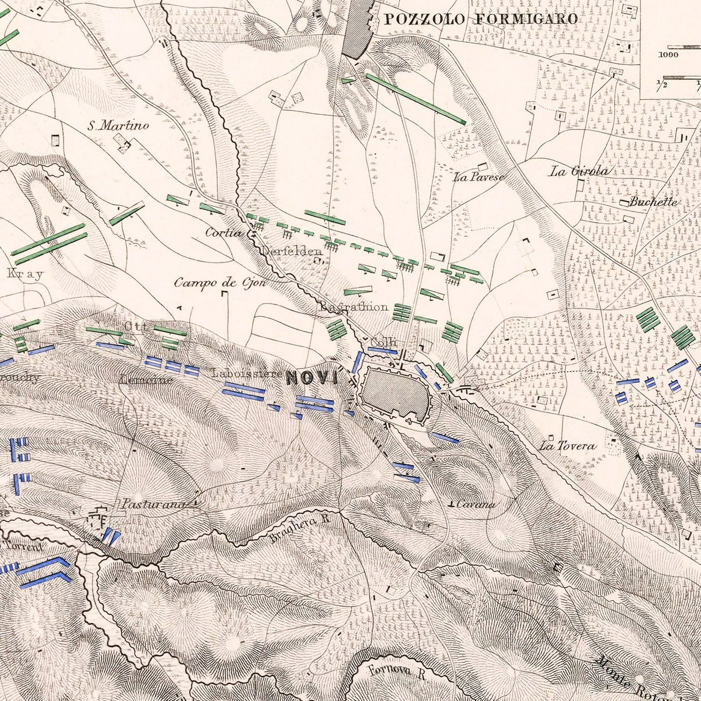 Vintage Map of the Battle of Novi, 1799