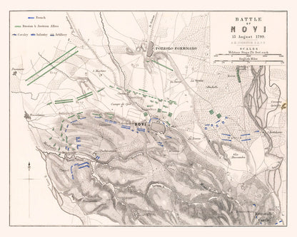 Vintage Map of the Battle of Novi, 1799