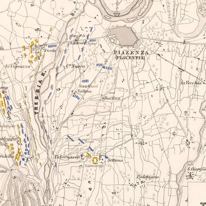 Vintage Map of the Battle of Trebbia, 1799