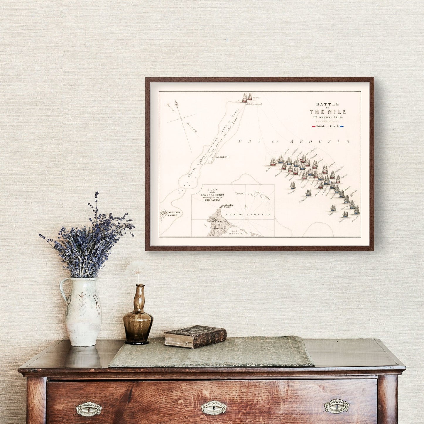 Vintage Map of the Battle of the Nile, 1798