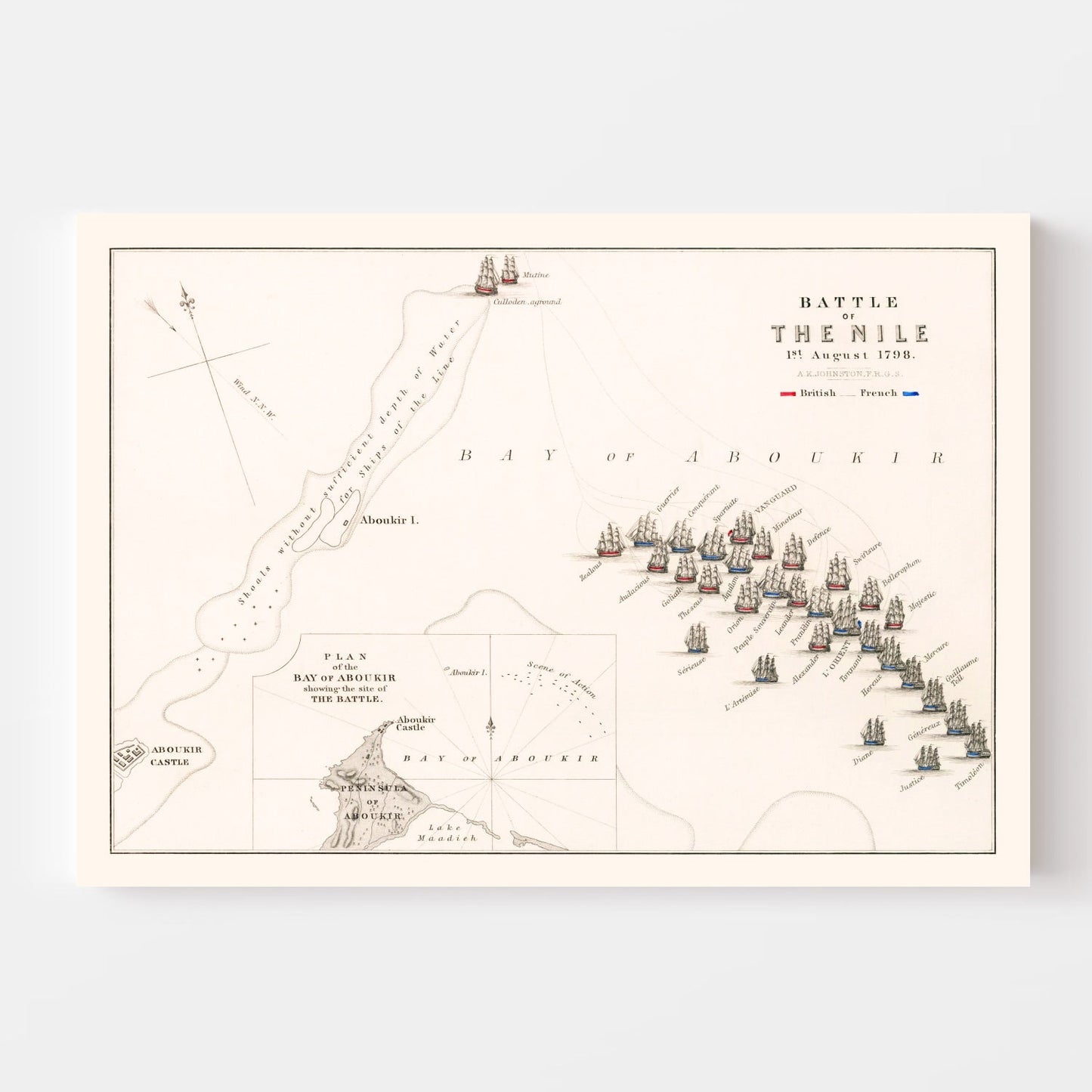 Vintage Map of the Battle of the Nile, 1798