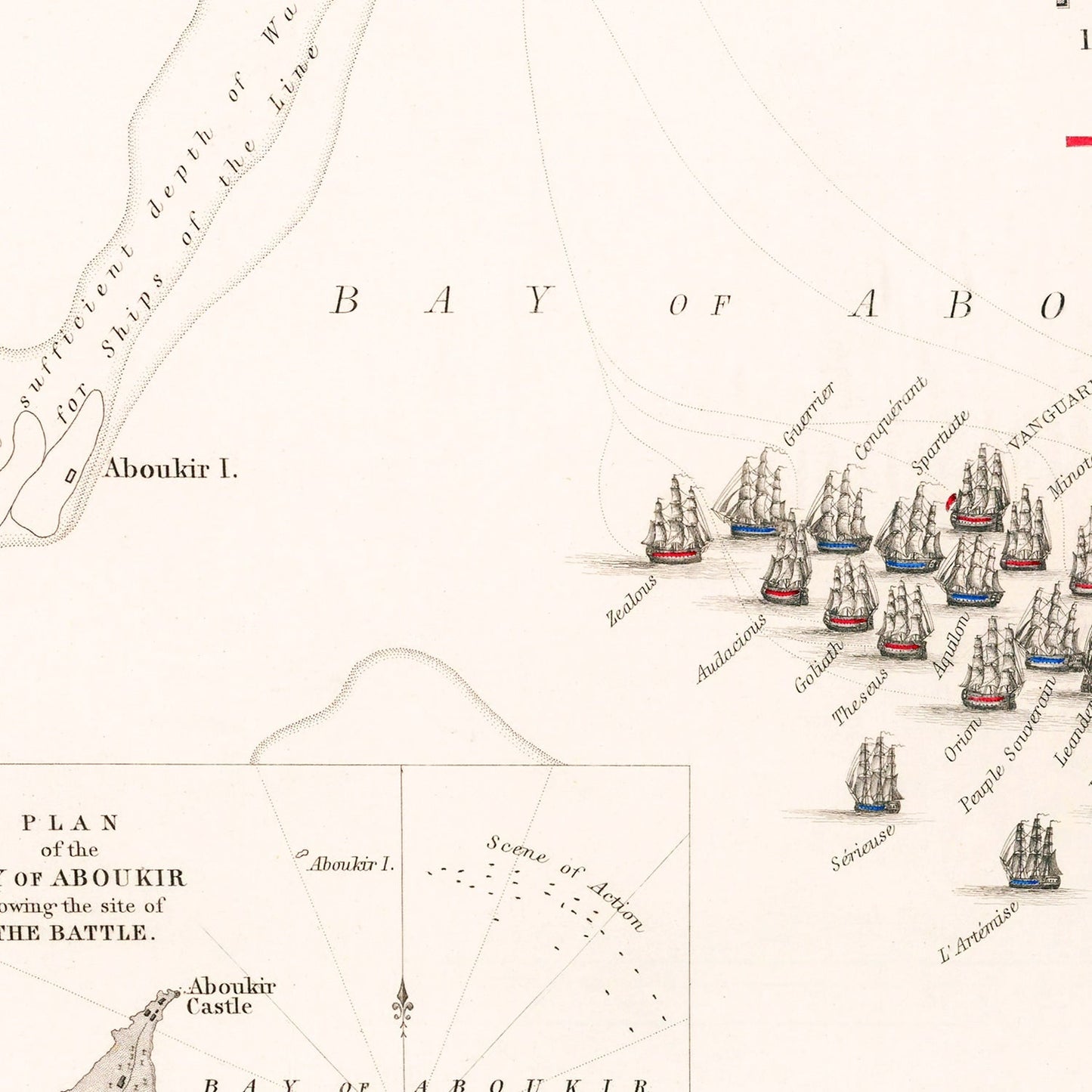 Vintage Map of the Battle of the Nile, 1798