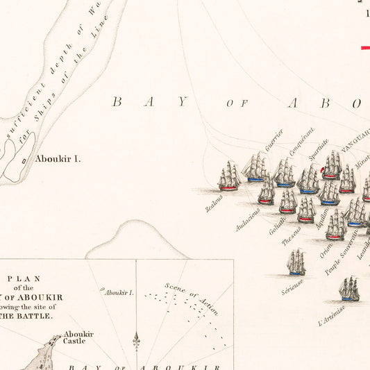 Vintage Map of the Battle of the Nile, 1798