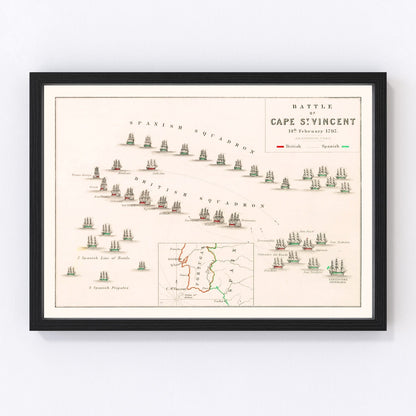vintage map of the Battle of Cape St. Vincent, 1797