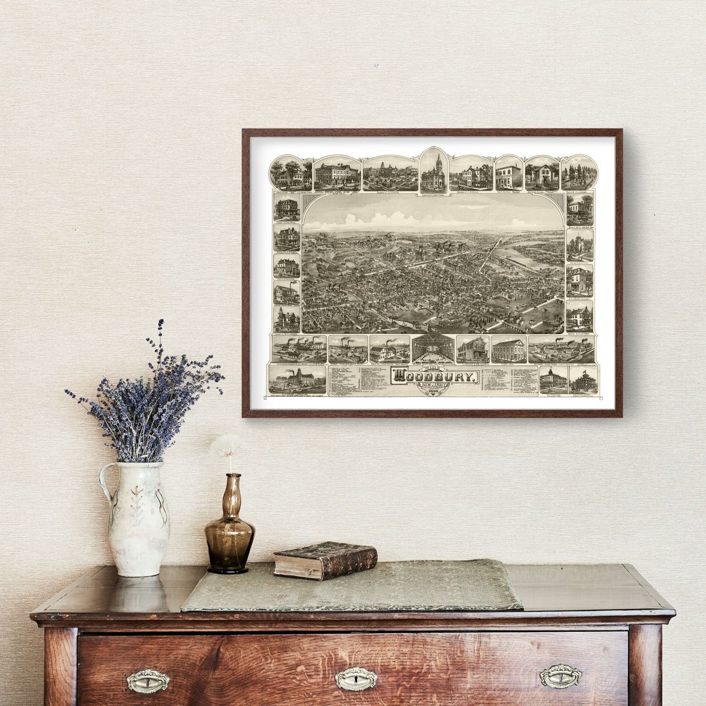 Vintage Map of Woodbury, Gloucester County, New Jersey 1886