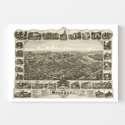 Vintage Map of Woodbury, Gloucester County, New Jersey 1886