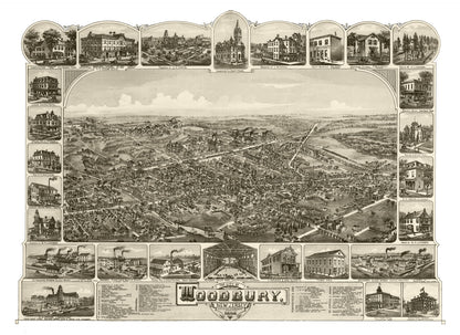 Vintage Map of Woodbury, Gloucester County, New Jersey 1886