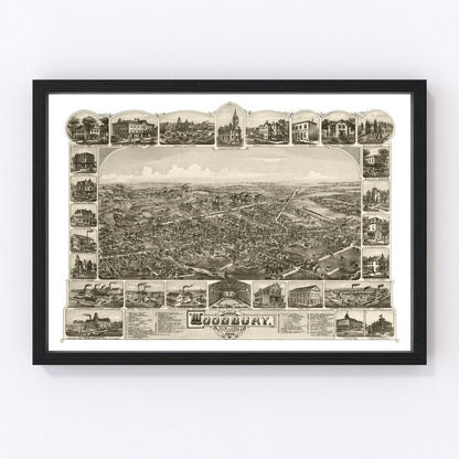 Vintage map of Woodbury, Gloucester County, New Jersey, 1886, restored wall art