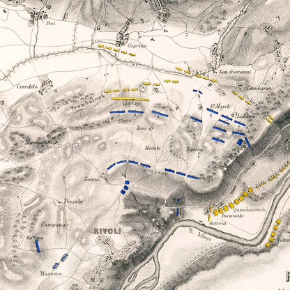 Vintage Map of the Battle of Rivoli, 1797
