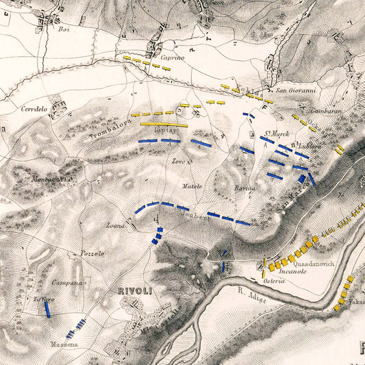 Vintage Map of the Battle of Rivoli, 1797