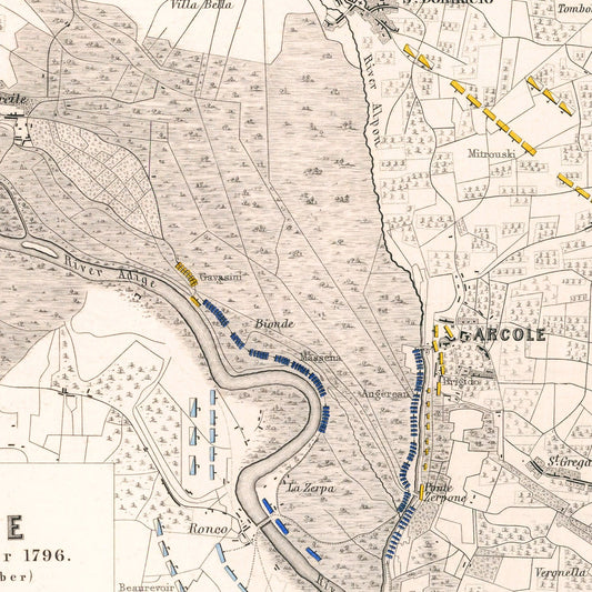Vintage Map of the Battle of Arcole, 1796