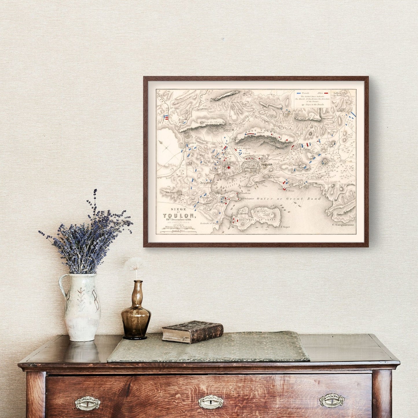 Vintage Map of the Siege of Toulon, France, 1793