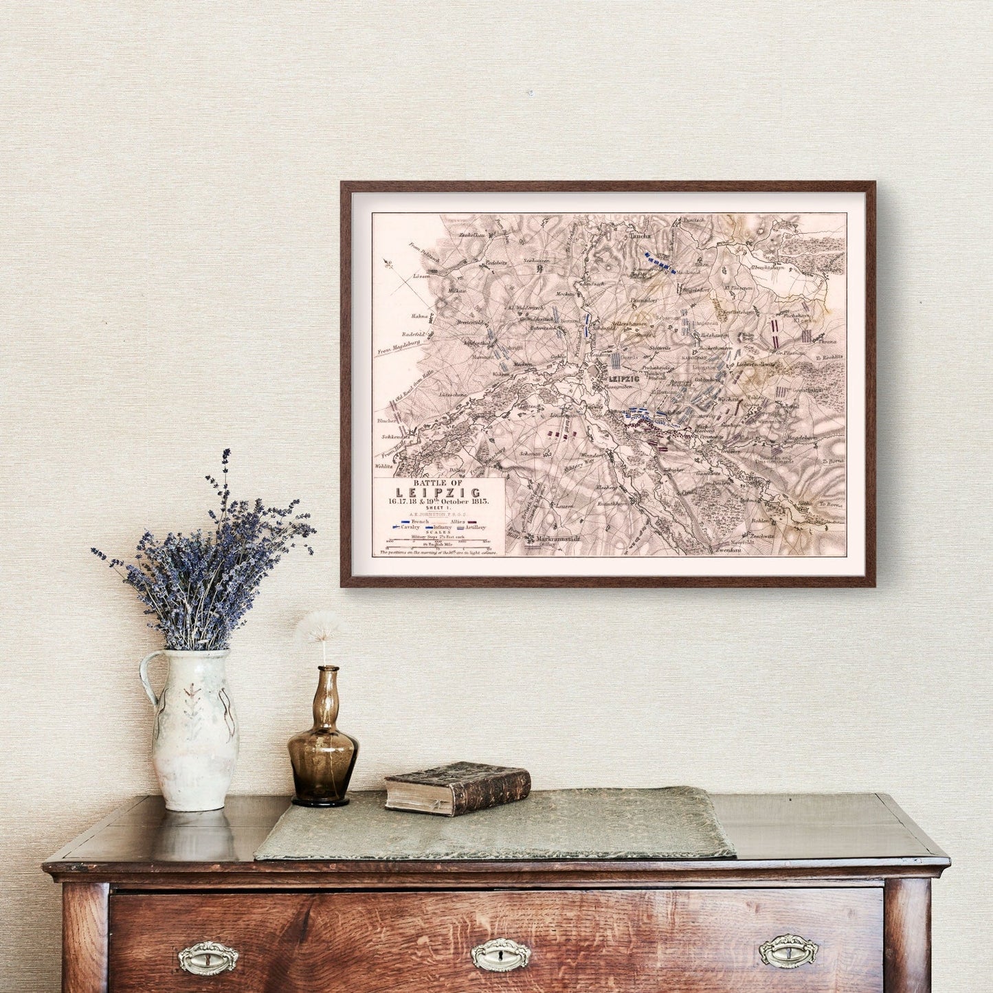 Vintage Map of the Battle of Leipzig, 1813