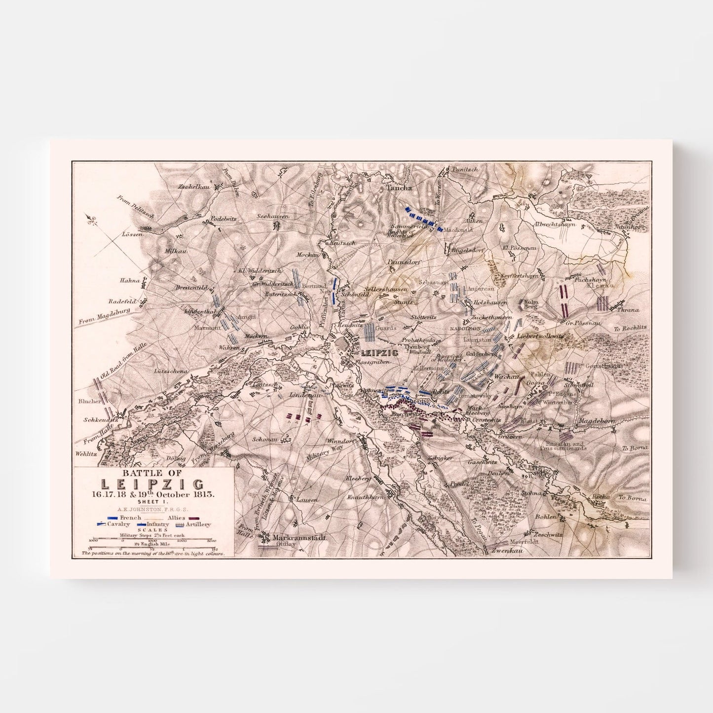 Vintage Map of the Battle of Leipzig, 1813