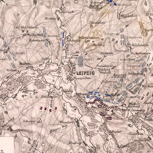 Vintage Map of the Battle of Leipzig, 1813