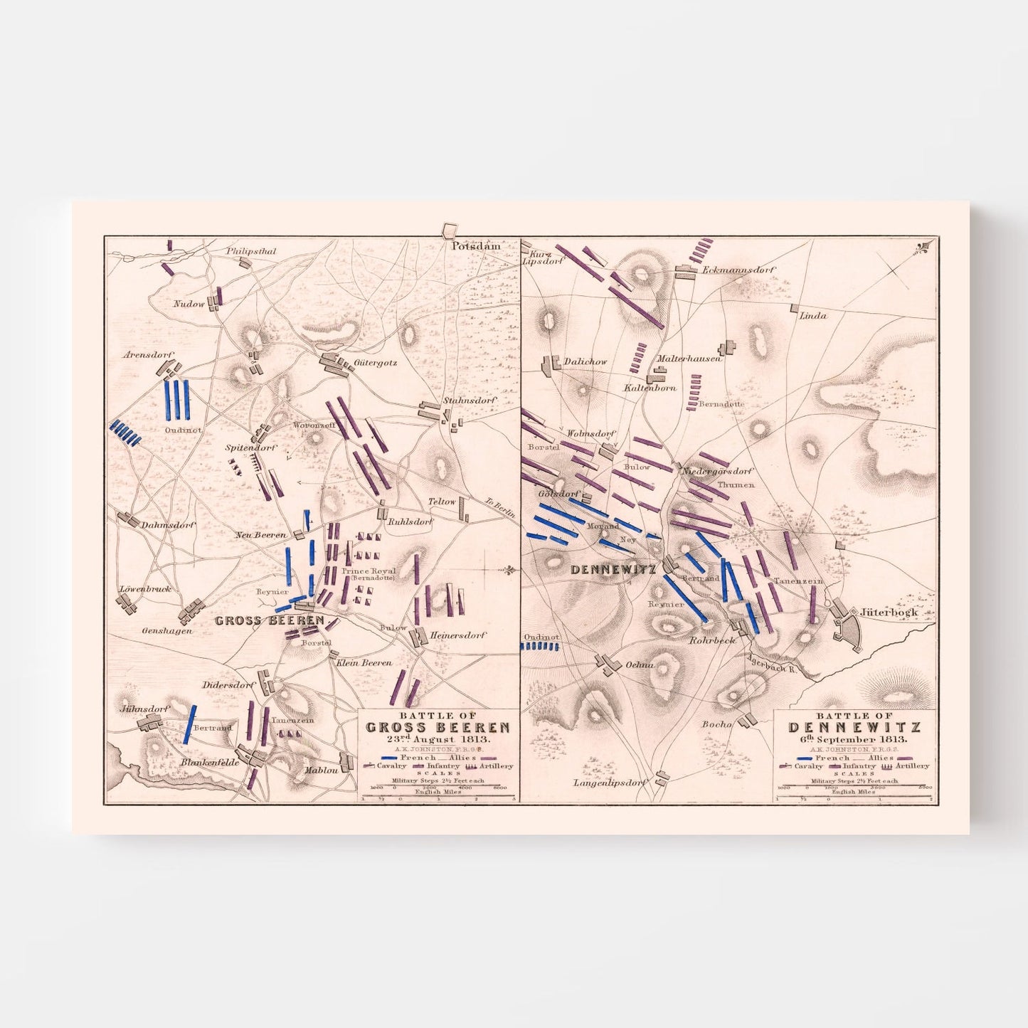 Vintage Map of the Battle of Gross Beeren, 1813