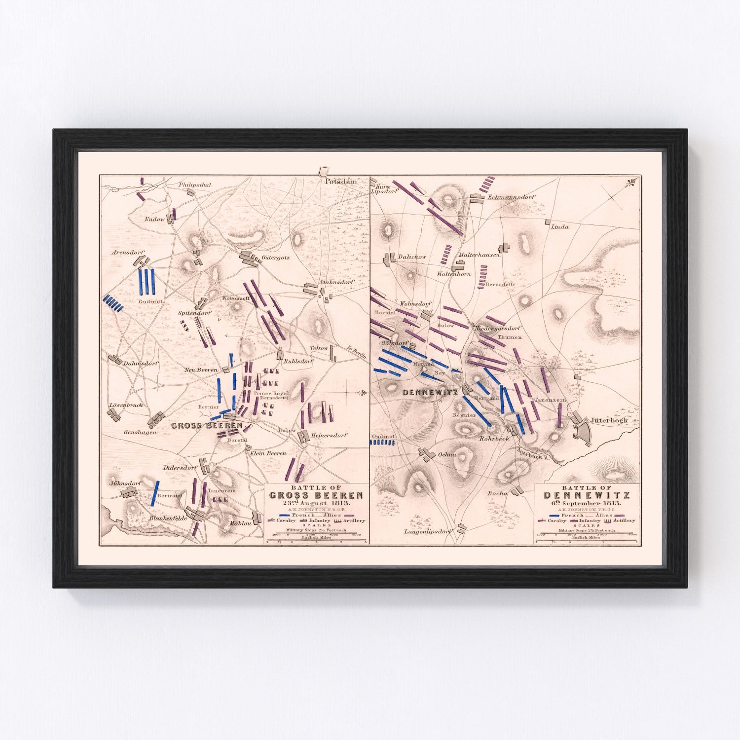 vintage map of the Battle of Gross Beeren, Germany, 1813